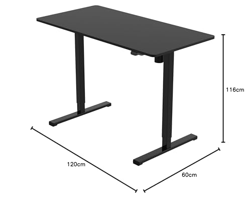 Image of Manual Height Adjustable Sit Stand Desk Frame | Width Adjustable Standing Desk with Retractable Crank Handle | Heavy Duty Steel Frame Load Capacity up to 60 kg (Black Frame & Black TT)