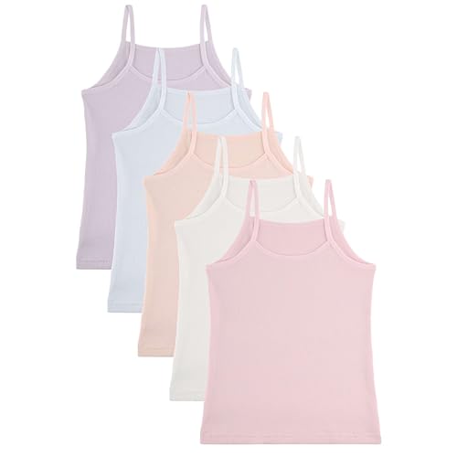 Donella Girls Camisole Undershirts - Toddler Girls Cotton Ribbed Cami 5 Pack