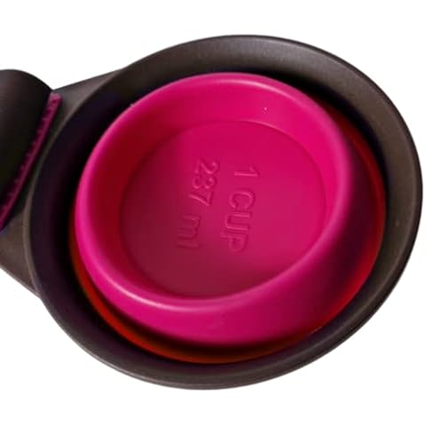 ZENDEU Multipurpose Silicone Pet Food Spoon, Collapsible Measuring Cup and Food Bag Sealing Clip (Medium-Rose) Cover