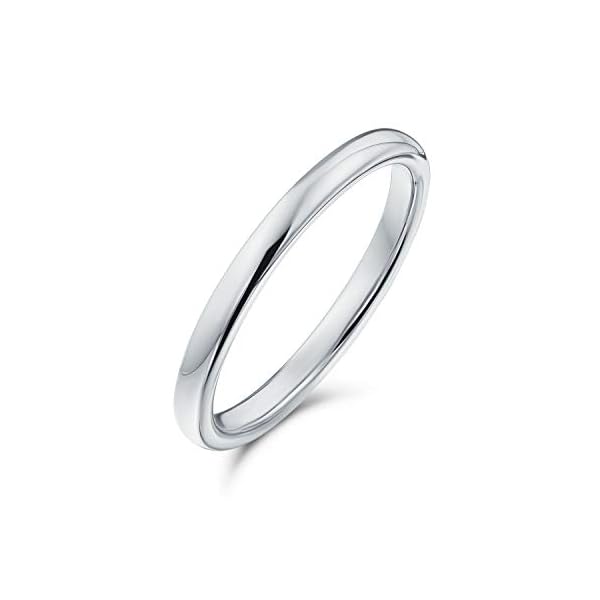 Bling Jewelry Thin Stackable Minimalist Simple Dome Couples Rose Gold Silver Black Plated Titanium 2MM Wedding Band Ring For Men Women - Image 3