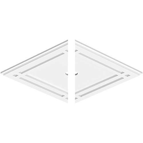 Image of Ekena Millwork CMP26X17DD2-01000 Diamond Architectural Grade PVC Contemporary, Two Piece Urethane Ceiling Medallions 26 inchW x 17 3 /8 inchH x 1 inchID x 9 inchC x 1 inchP