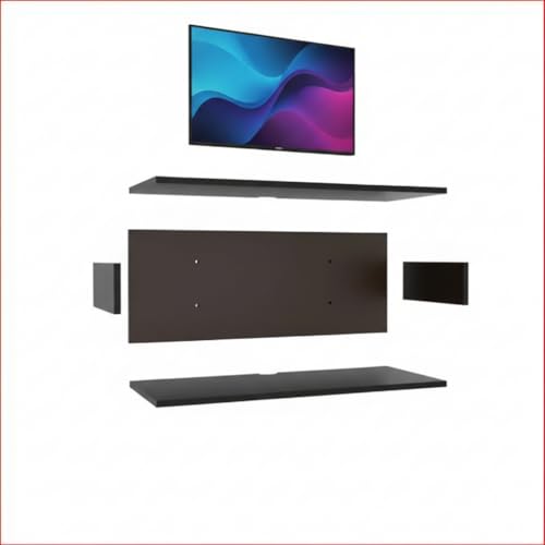 Image of Engineered Wood Set Top Box Stand | Wall Mounted TV Unit Shelf for Router, WiFi, DVD, Gaming Console | Sturdy & Space Saving TV Accessory Organizer (Brown, 50 x 20 x 15 cm) (Black)
