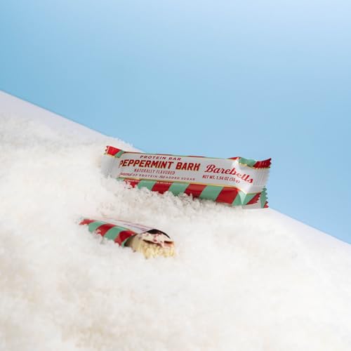 Image of Barebells Protein Bars Peppermint Bark - 12 Count, 20g Protein, Creamy Vanilla Nougat with 1g Sugar, White Chocolate Coated Snack for Breakfast or Post-Workout (Pack of 2)