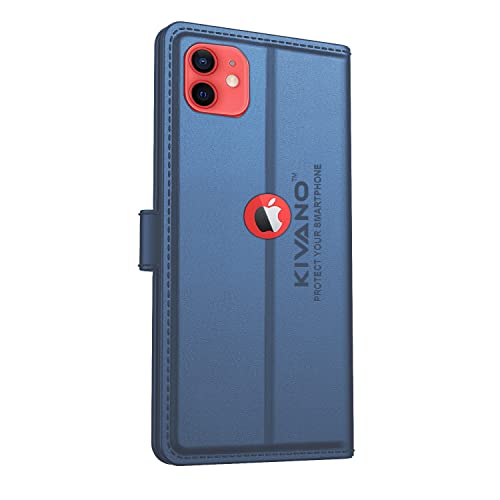 Image of KIVANO iPhone 12 Mini Professional Series Wallet Case | Luxurious Design | Premium | PU Leather Flip Case Back Cover | Magnetic Closure - Dark Blue