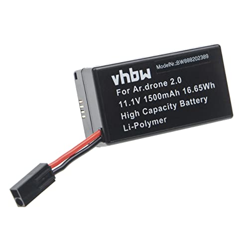 vhbw Batterie Compatible avec Parrot AR Drone 2.0, 2.0 HD, 1,0 Drone (1500mAh, 11,1V, Li-polymère)