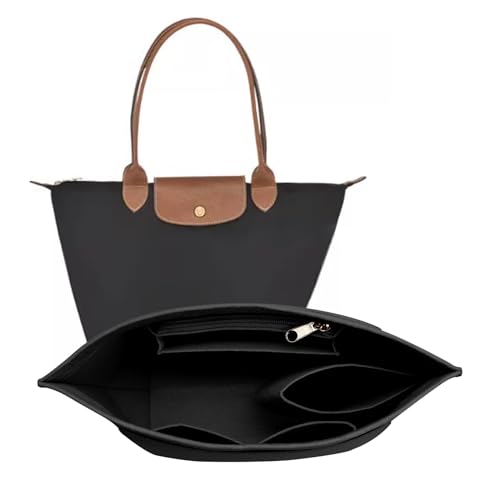 LOUKAYCCI Felt Purse Organizer Insert for Longchamp Le Pliage L Handbag Insert (Large, Black)