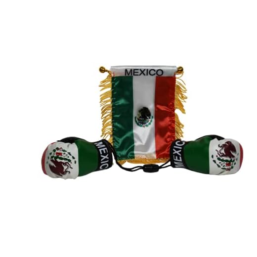 Rainbow Trading Flagge und Boxhandschuhe Combo Auto Rückspiegel Büro Dekor (Mexico)
