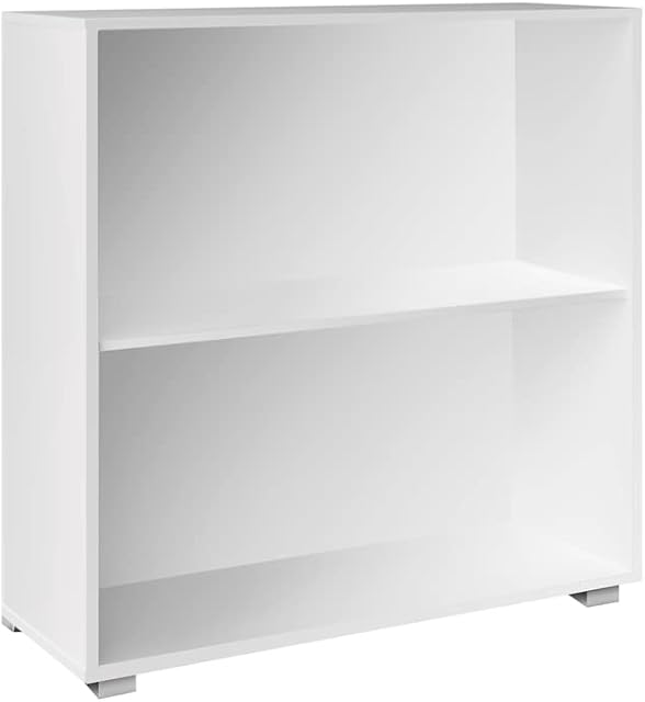 Deuba Casaria Bookcase Vela 2 Compartments Bookshelf Wooden Storage Rack Modern Shelving Books Stand Shelf Any Room Office 77 x 60 x 31 cm White