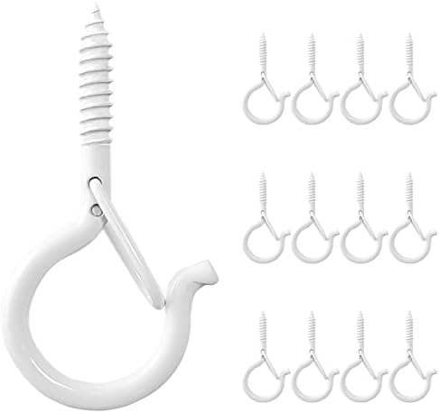 BEHENO 12 PCS Ceiling Hooks for Hanging Plants, Q Hanger Screw Hooks for Outdoor String Lights Wind Chimes, Cup Hooks with Safety Buckle, 2.2 Inches