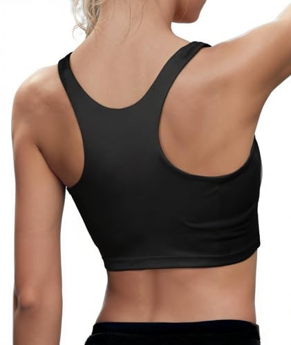 High Neck Longline Sports Bras for Women with Built in Bra Pads U Back Yoga Sports Bra Push up Workout Crop Tank Tops3