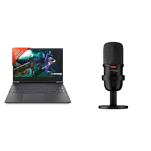 Image of HP Victus Gaming AMD Ryzen 5-5600H Processor 16.1 inch(40.9 cm) FHD Gaming Laptop & HyperX SoloCast - USB Condenser Gaming Microphone, for PC, PS4, and Mac