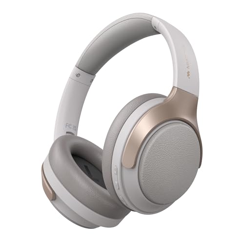 MIATONE Seattle（Bluetooth 5.4 ワイヤレス ヘッドホン）ハイブリッドアクティブノイズキャンセリング 最大48dB / 無線& AUX有線接続/外音取り込みモード/重低音/ヘッドホン収納ケース付き / 最大60時間音楽再生 / 40mm +10mmデュアルドライバー/マルチポイント対応 (ライトグレー)