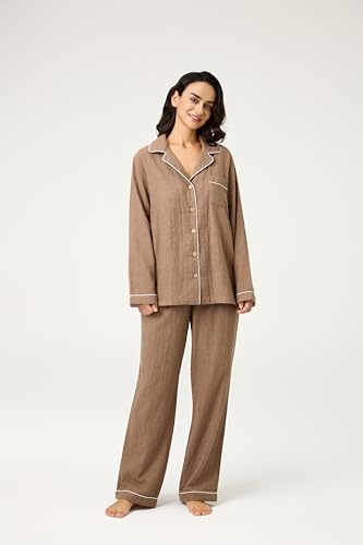 Image of BESTOUCH Womens Pajama Sets: 100% Cotton Muslin Linen Feel