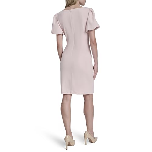 Image of DKNY Women's Short Sleeve Boat Neck Side Ruched Dress