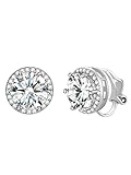 Diamond Earrings Studs Sterling Silver Womens Clip on Earrings Elegant Formal Earrings Birthstone Jewelry