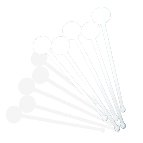 50-Pack Clear 7-Inch Disposable Plastic Swizzle Sticks – Transparent Disc Top Drink Stirrers for Cocktails, Coffee, Whiskey, and Beverages