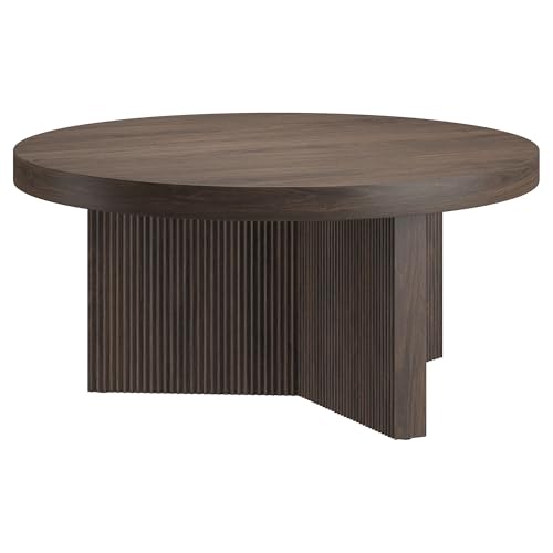 Henn&Hart 32' Fluted Round Low-Profile Coffee Table...