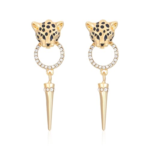 Animal Leopard Panther Jaguar Cheetah Clear and Black Cubic Zirconia Spot Stud Earrings Fashion Jewelry for Women