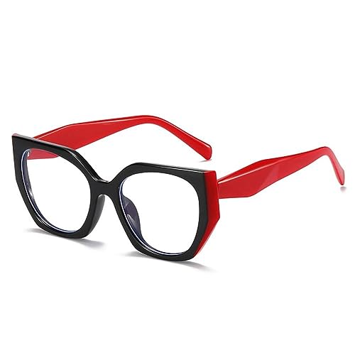 Monture lunettes cat eye femmes plastique noir rouge avec verres transparents mode