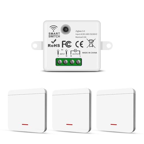 Pixelure 1+3 interrupteur de lumière sans fil, interrupteur de sécurité et contrôleur récepteur 10A pour lampes jusqu'à 1500W
