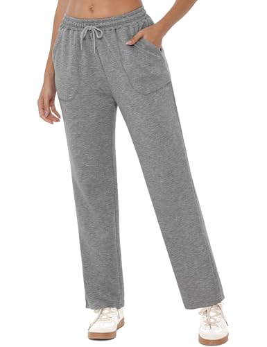 Crewhpo Pantalones Chándal Mujer Pantalones Deportivos Largos Pantalón con Bolsillos Laterales Elastica Cordón Jogger para Casual Yoga Correr