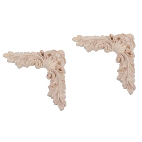 Aplique de madera PRETYZOOM de 2 piezas para decorar muebles 2