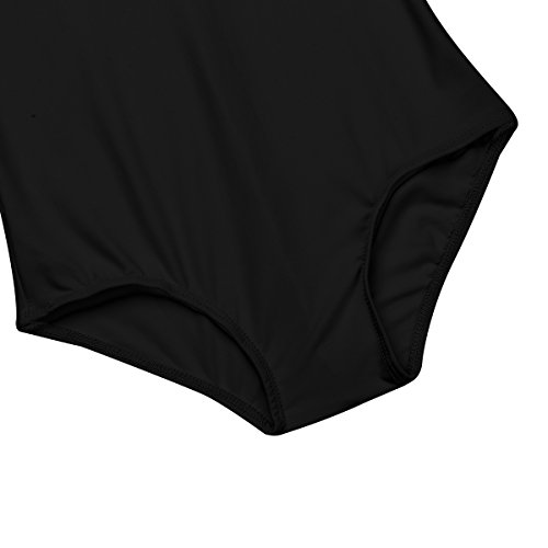 QinCiao Girls Kids Basic Stretch Long Sleeve Mock Turtle Neck Leotard Gymnastic Ballet Dance Leotard Active Top T-Shirt Black 7-8