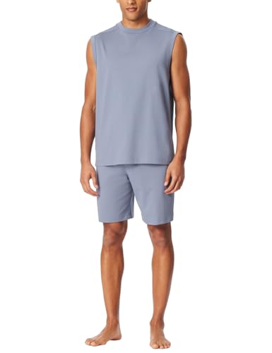 Pyjama Schiesser homme pour des soirées cocooning haut de gamme en ensemble gris-bleu