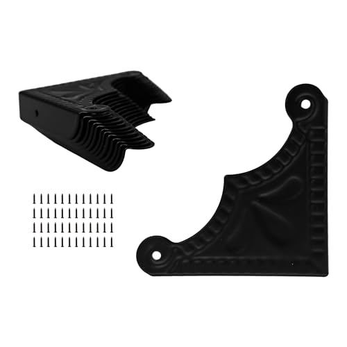 Image of 12Pcs Decorative Metal Box Corner Guard Protectors, 1.5 inch x 1.5 inch Antique Black Edge Covers for Furniture, Jewelry Boxes, Cabinets