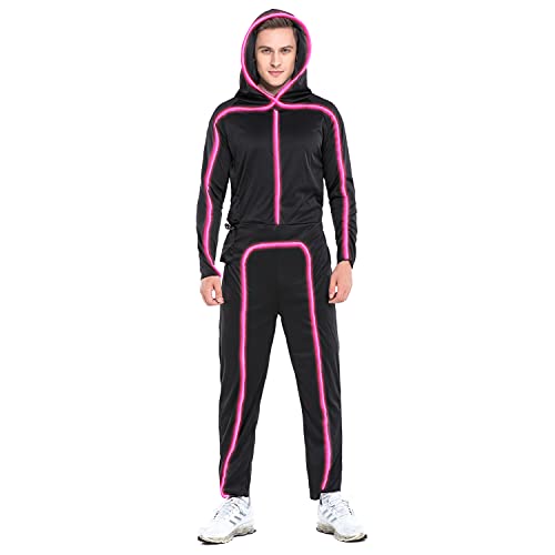 Light Up Stick Figure Costume Adult Led Man Cosplay Men Women Pink S