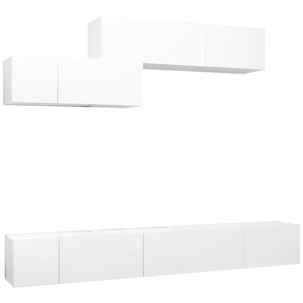 Console multimédia blanche suspendue en bois grand meuble TV bas moderne de salon