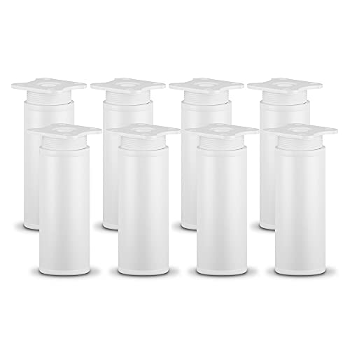 sossai® MFR1 Designer Furniture Feet Height Adjustable Set of 8 Round Profile Diameter 40 mm Colour: White Height: 100 mm (+20 mm) Material: Aluminium