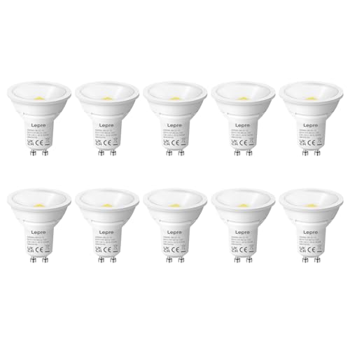 Lepro GU10 LED Kaltweiß 8W Lampe, 800 lm, 6500K Tageslichtweiß, 100° Abstrahlwinkel, Nicht dimmbar, Energiesparendes GU10 LED Leuchtmittel für Büro, Keller, Garage, Flur, Arbeitszimmer, 10 Stück