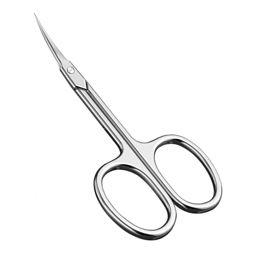 Dryxog Corta Cuticulas Tijeras Profesional Acero Lnoxidable, Tijeras Uñas Finas Extrafinas Curvadas Afiladas Corta Cuticulas Profesional para Cejas Uñas Vello Facial Bigote Nariz Vello