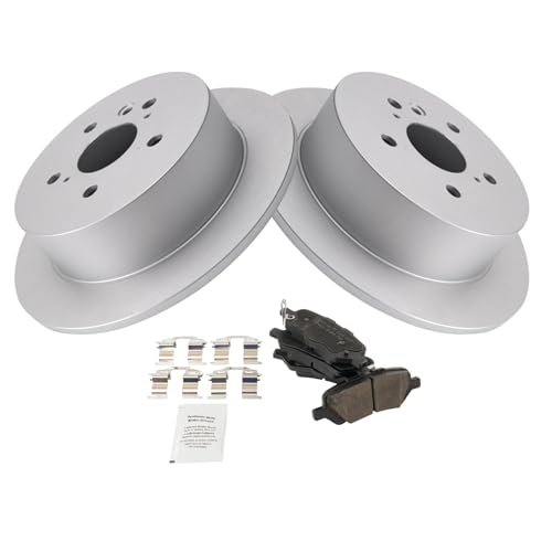 Image of TRQ Rear Brake Pad and Rotor Set Ceramic Coated Rotors Compatible with 2009-2015 Toyota Venza