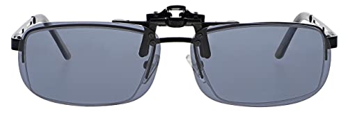 Polarized Clip on Flip up Plastic Sunglasses, Large Tru Rectangle, 60mm or 2.36in Wide X 38mm or 1.50" High (128mm or 5" Wide), Polarized Gray Lenses2