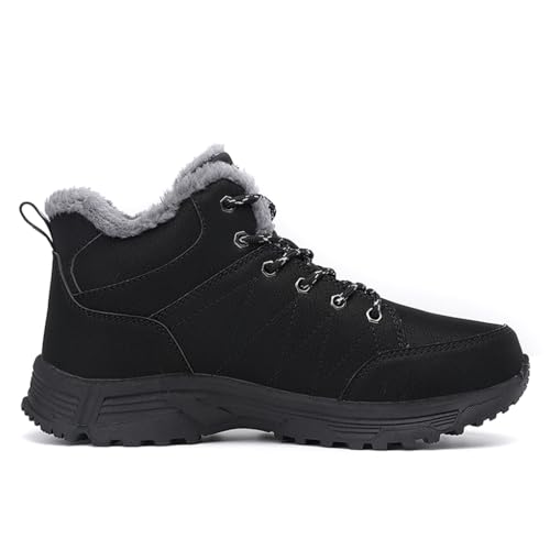 Veslexth Men's Snow Boots Lightweight Waterproof Winter Fur Lined Anti-slip Shoes Outdoor Hiking Non-Slip Booties2