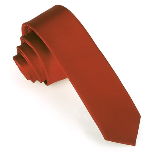 Image of Rust Skinny Tie Men Women 2 inch (5CM) Slim Necktie Solid Thin Ties Formal