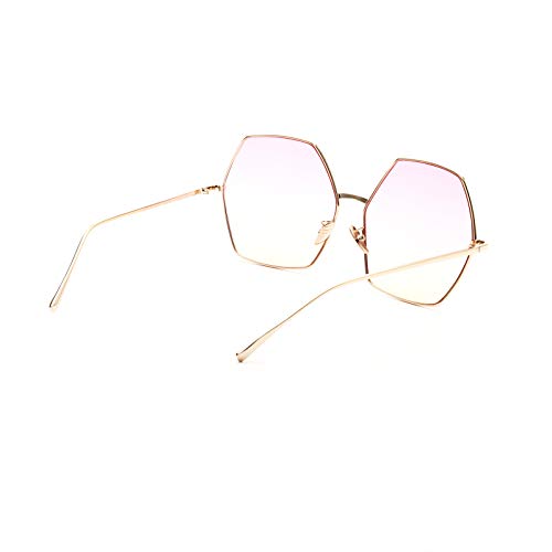 mincl/Oversized Metal Geometric Pentagon Gradient Color Lens Hippie Sunglasses -yhl3