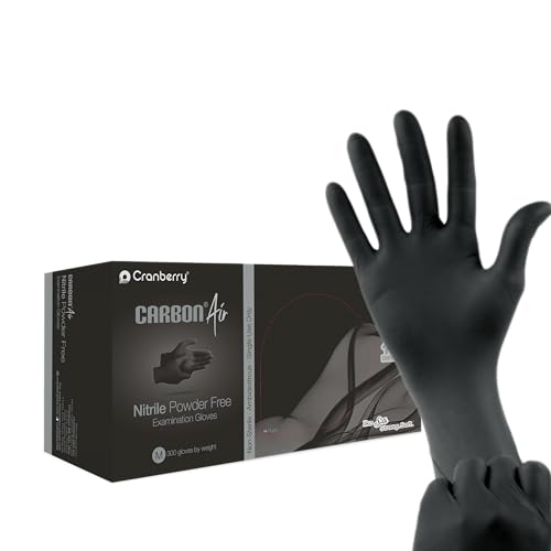 Cranberry USA Cranberry Carbon Air Black Nitrile Exam Gloves, Pack of 300, Medium, Fentanyl Resistant, Chemo Drug Tested, Low Dermatitis Potential, 2.5 Mil
