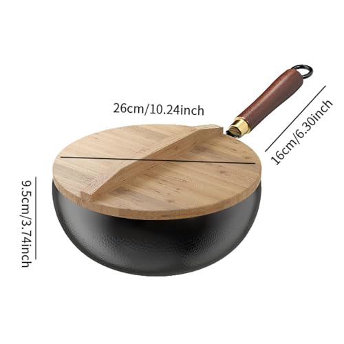 Wok de hierro para cocina con mango de madera, 26 cm miniatura 5