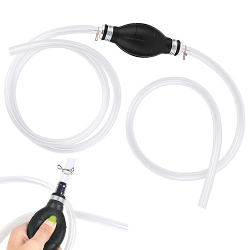 2m Syphon Pump Car Manual Fuel Extraction Hose Oil Extractor Hand Fuel Siphon Pump Kit Portable Water Pump with 2 Durable PVC Hoses for Cars Fish Tanks Boats Gasoline Gas Petrol Diesel Transfer
