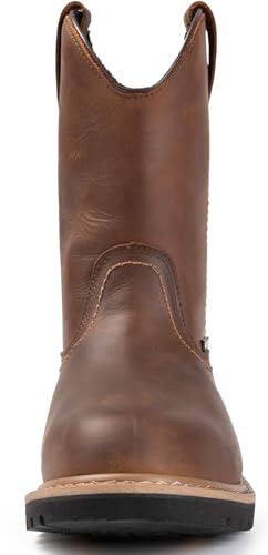 Image of SUREWAY 10in Mens Soft /Steel Toe Waterproof Wellington Work Boot,Heavy Duty Pull On Leather Work Boots,GoodyearWelted,Full Grain Leather,Industrial Safety boot Classic Cowboy Boot,EH Rated