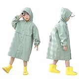 レインコート キッズ カッパ 子供 ランドセル 男の子 女の子 こども用レインコート レインポンチョ 子供 雨具 雨合羽 軽量 防水 速乾 夜間反射 ツバ 収納袋付き 薄型 レイングッズ 梅雨 豪雨 自転車 通園 通学 キャンプ アウトドア グリーン Lサイズ