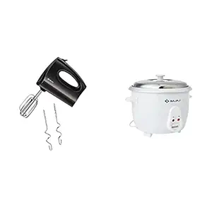 Bajaj HM 01 250-Watt Hand Beater (Black) & Bajaj RCX 5 1.8-Litre Rice Cooker
