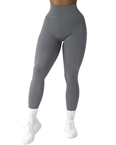 Image of SUUKSESS Women Ribbed Seamless Leggings High Waisted Workout Gym Yoga Pants 18