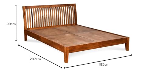 Image of SANKAT MOCHAN Industries Solid SHEESHAM Honey Brown Wooden King Size Bed Double Bed Furniture for Bedroom Living Room, Home & Hostel (Honey Finish) Matters Size (6 * 6.5) (Crib)