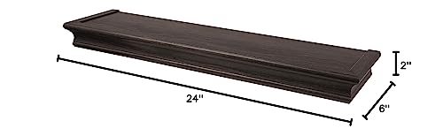 High & Mighty 515662 Decorative 24" Floating Shelf Holds Up To 20Lbs, Easy Tool-Free Dry Wall Installation, Beveled, Ecommerce Packaging, Espresso #TOP6