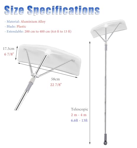 Grabie dachowe, regulowane grabie dachowe z ostrzami 58,4 cm, 77,5 cm, 77,5 cm, aluminiowe narzędzie 200-400 cm do wydajnego odśnieżania z dachów i domów