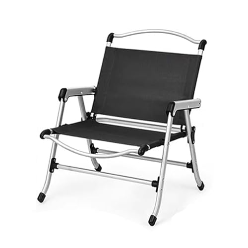 Silla plegable de aluminio ligera y portátil con reposabrazos y bolsa de almacenamiento, ideal para picnics, pesca, jardines, piscinas, compacta y duradera (negro)